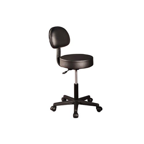 Tabouret à roulettes avec dossier noir