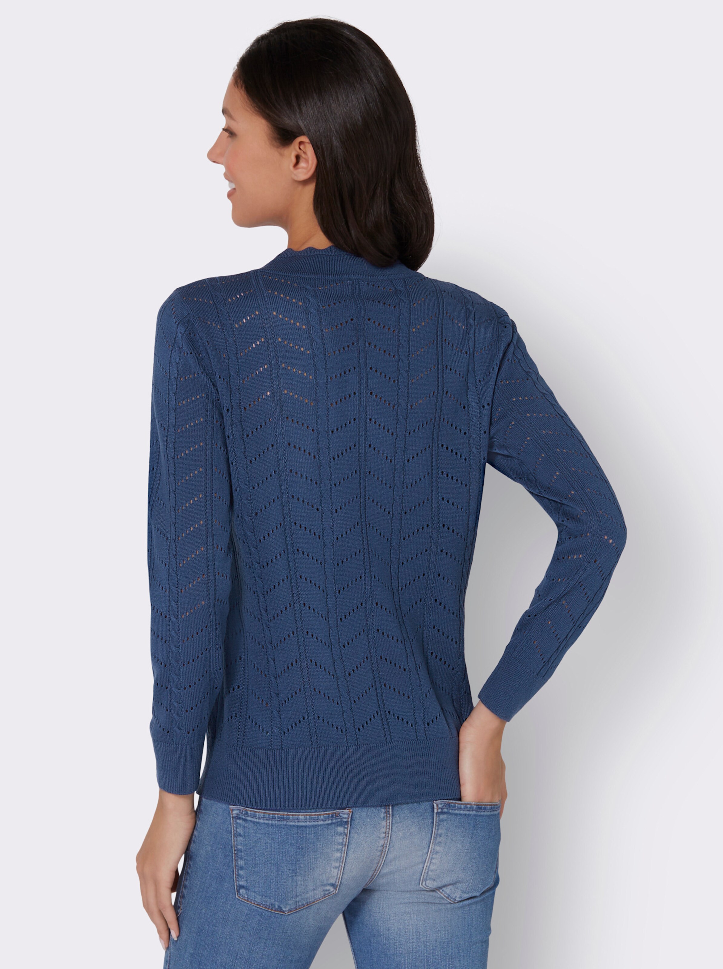 Stehkragenpullover mit Ajour-Muster