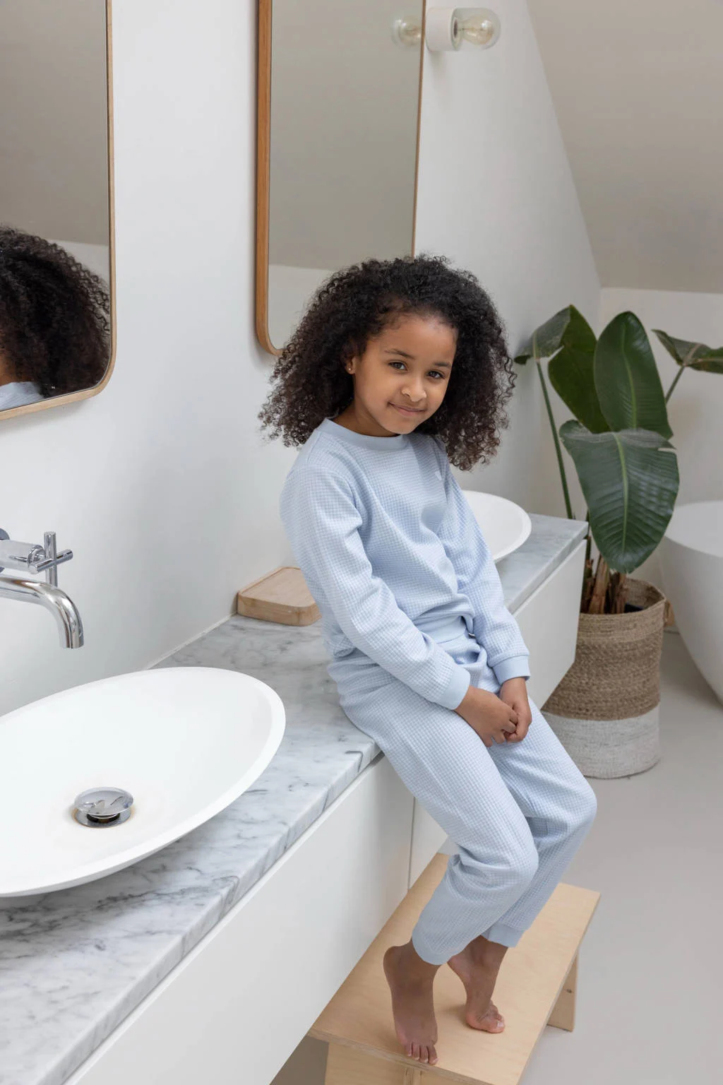 Feetje unisex wafel pyjama lichtblauw