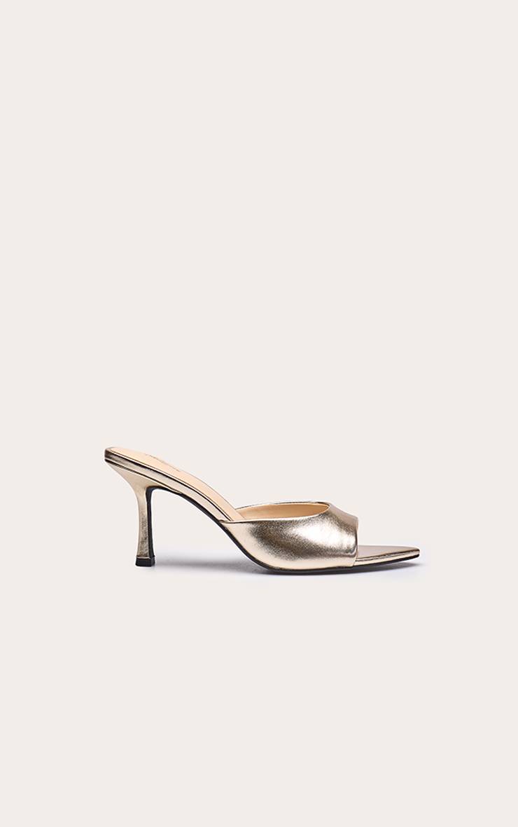 Doré Mules À Talons Bout Pointu Métallisées