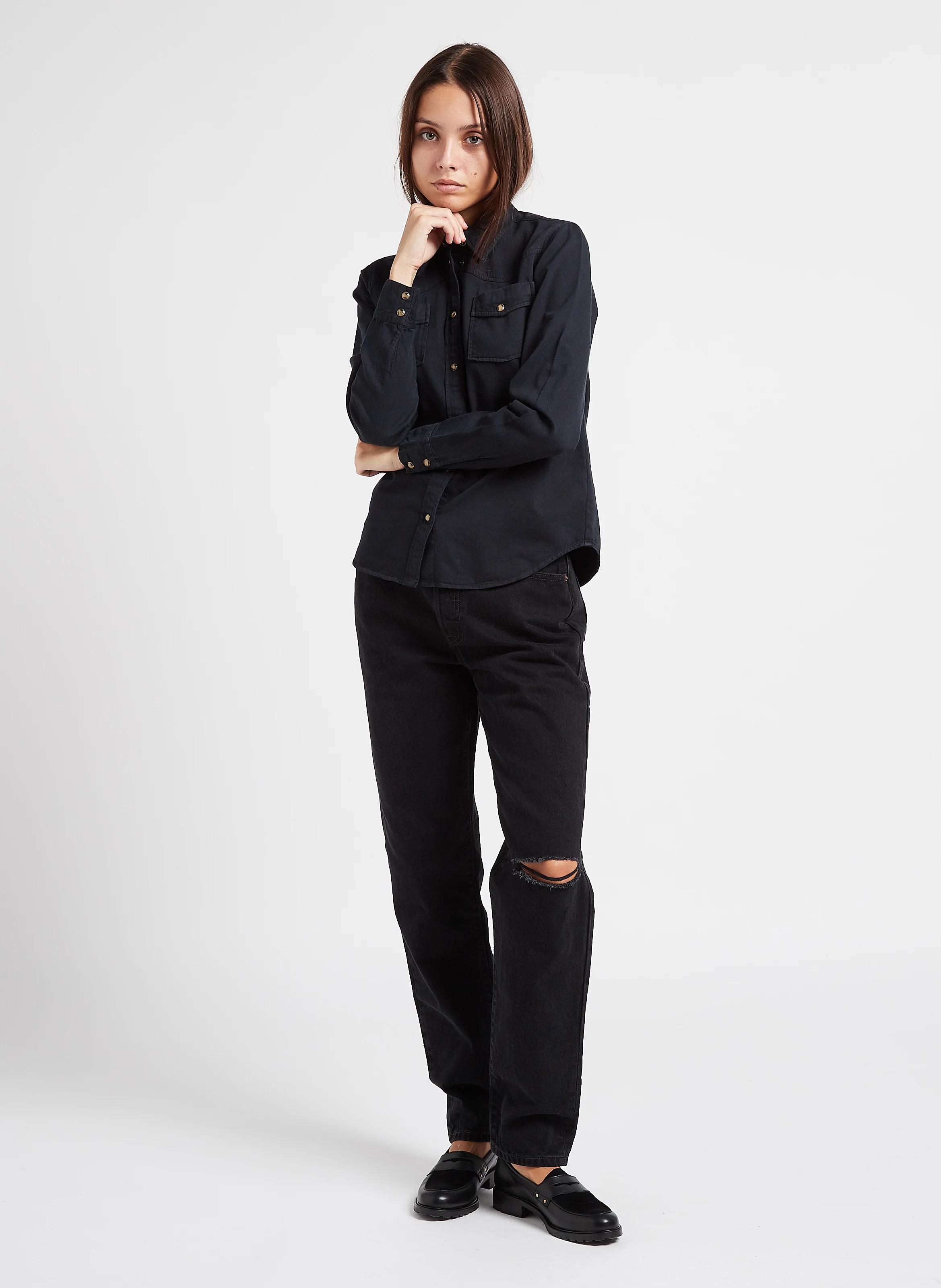 BOB - Chemise col classique en coton| Noir