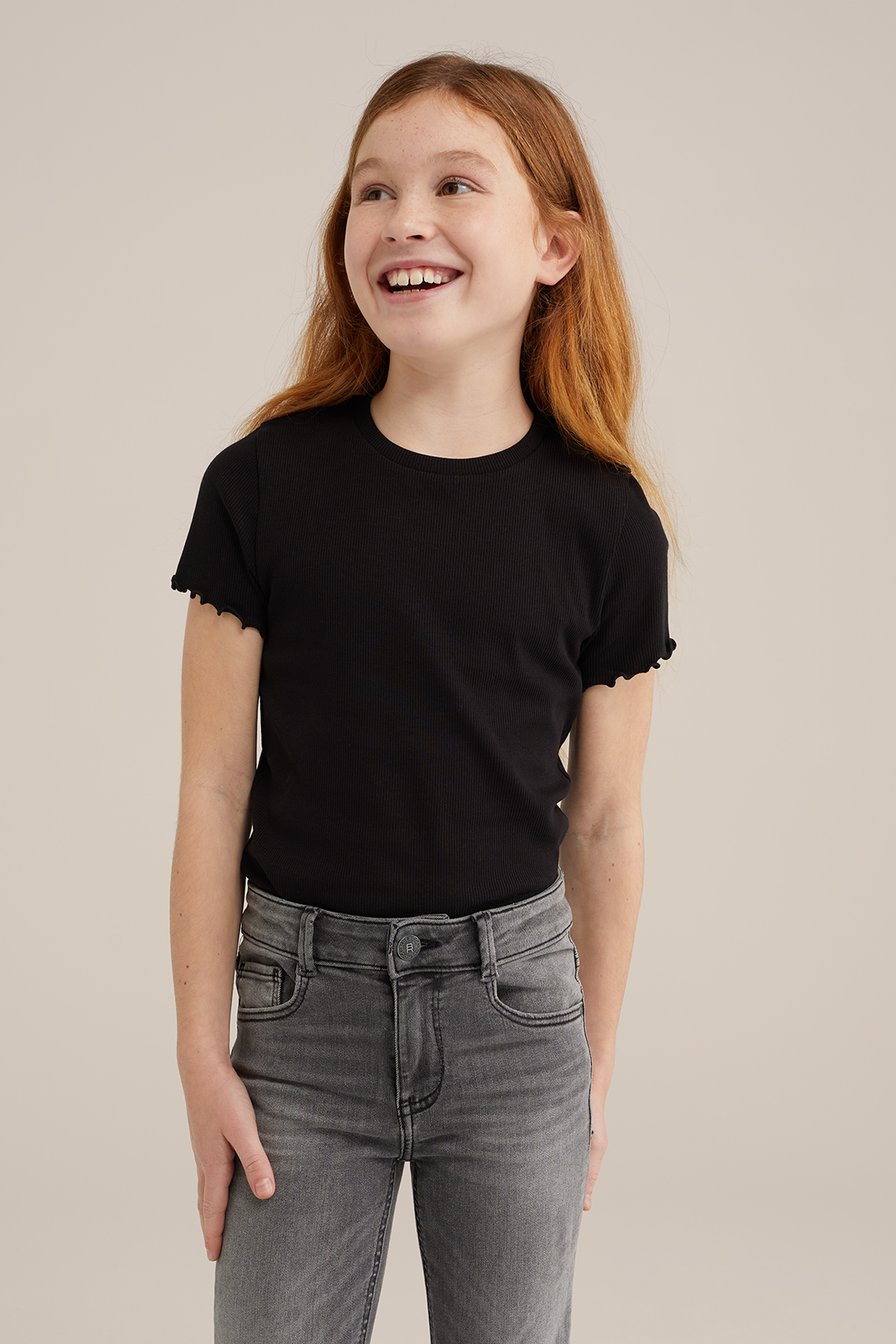 Meisjes geribd T-shirt, 2-pack WE Fashion Multikleur