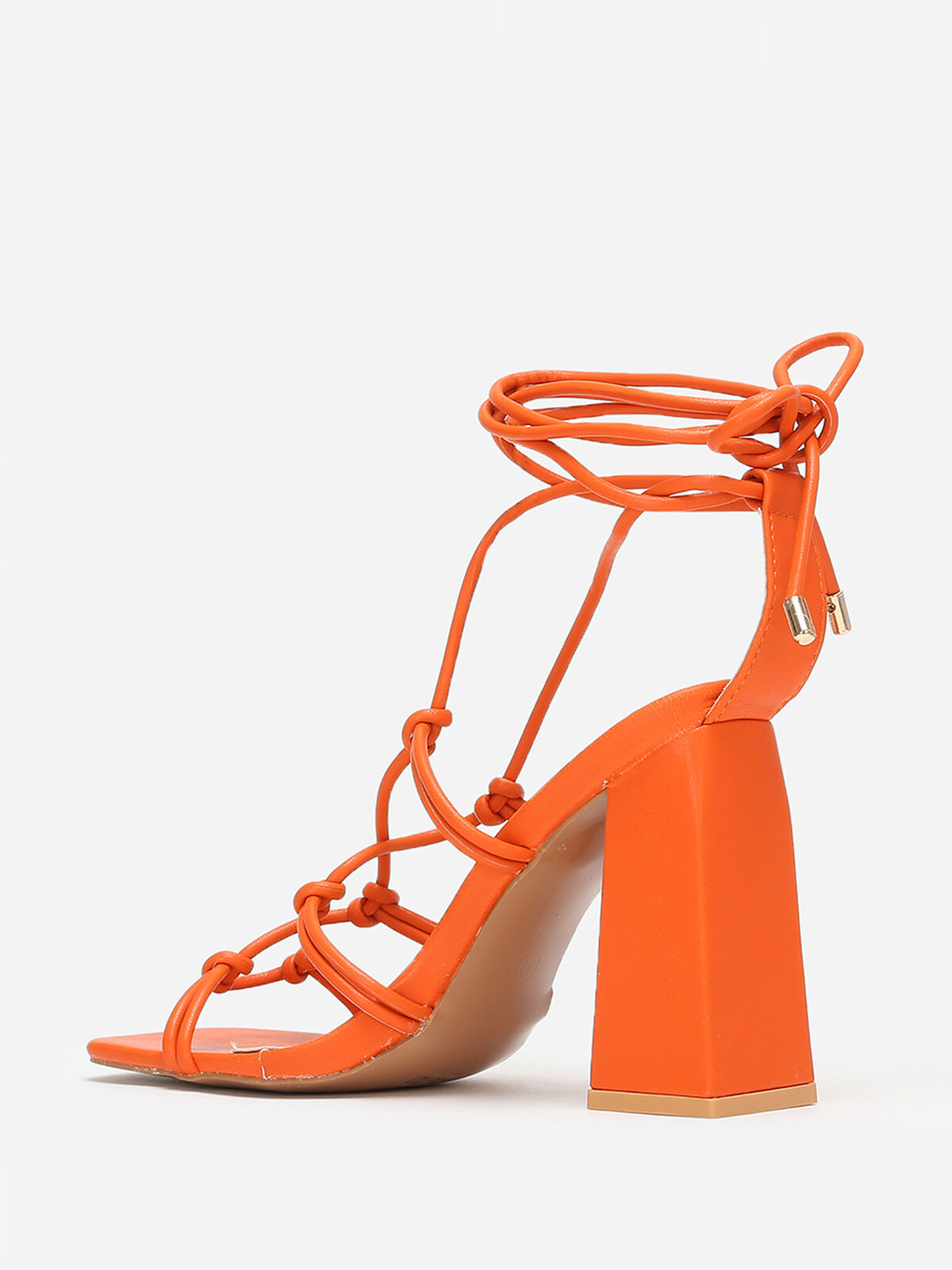 Sandales carrées à fines lanières- orange