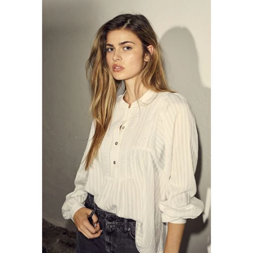 Co'Couture SelmaCC Placket Bluse, White, L