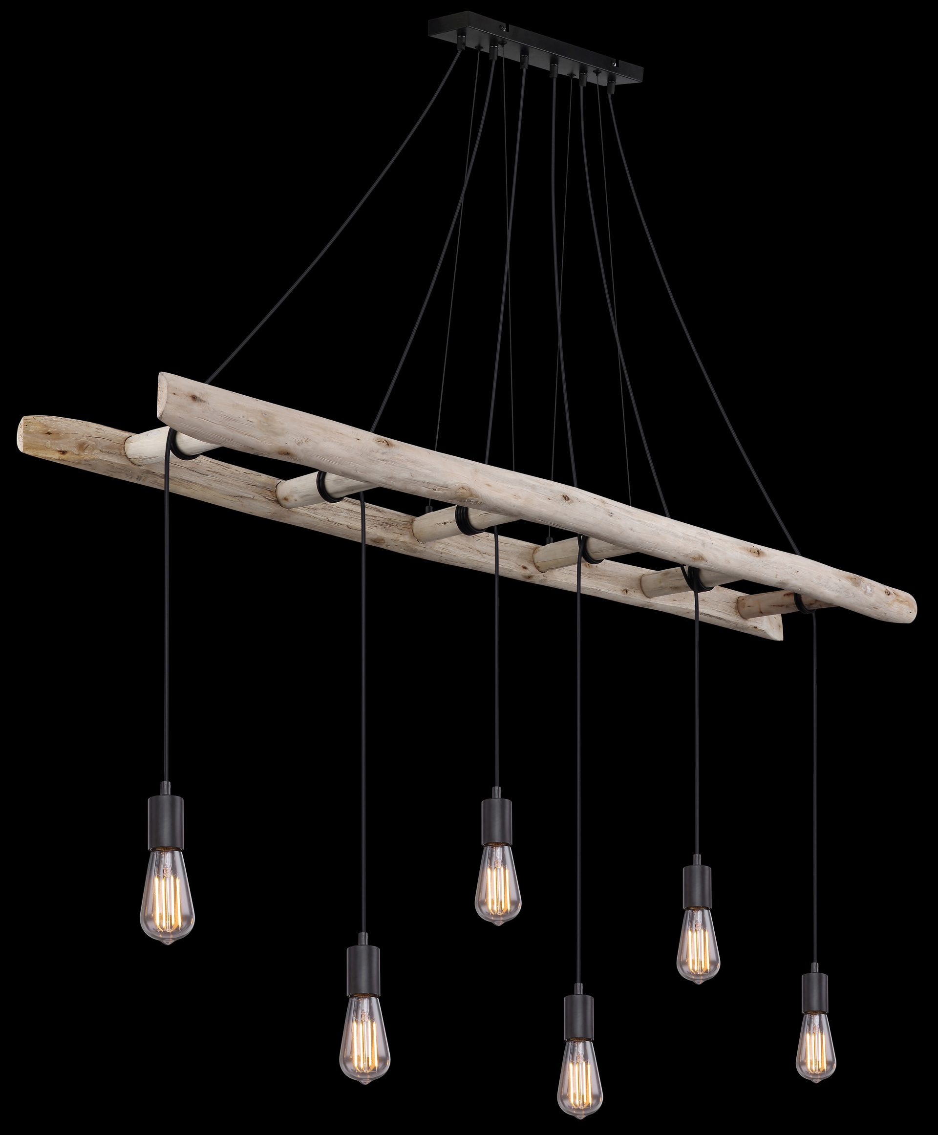 GLOBO Retrofit Balkenpendel IRMGARD 160 cm schwarz /Holz