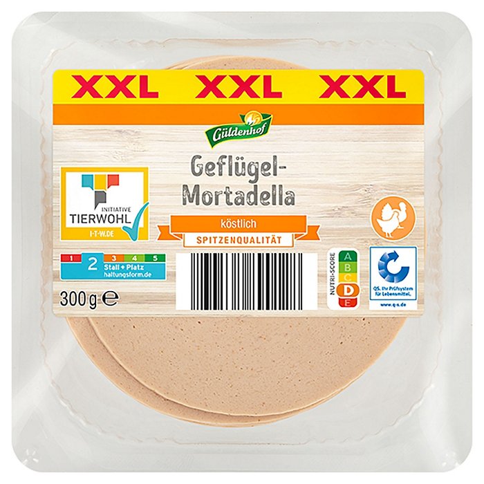 GÜLDENHOF Frischwurst-Aufschnitt 300 g, Geflügel-Mortadella