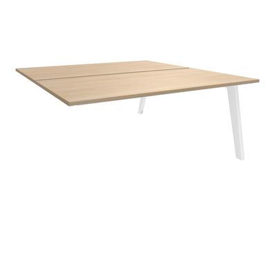 Bureau double STEELY - L120 cm - Double face Suivant - Pieds blanc - plateau imitation Chêne clair