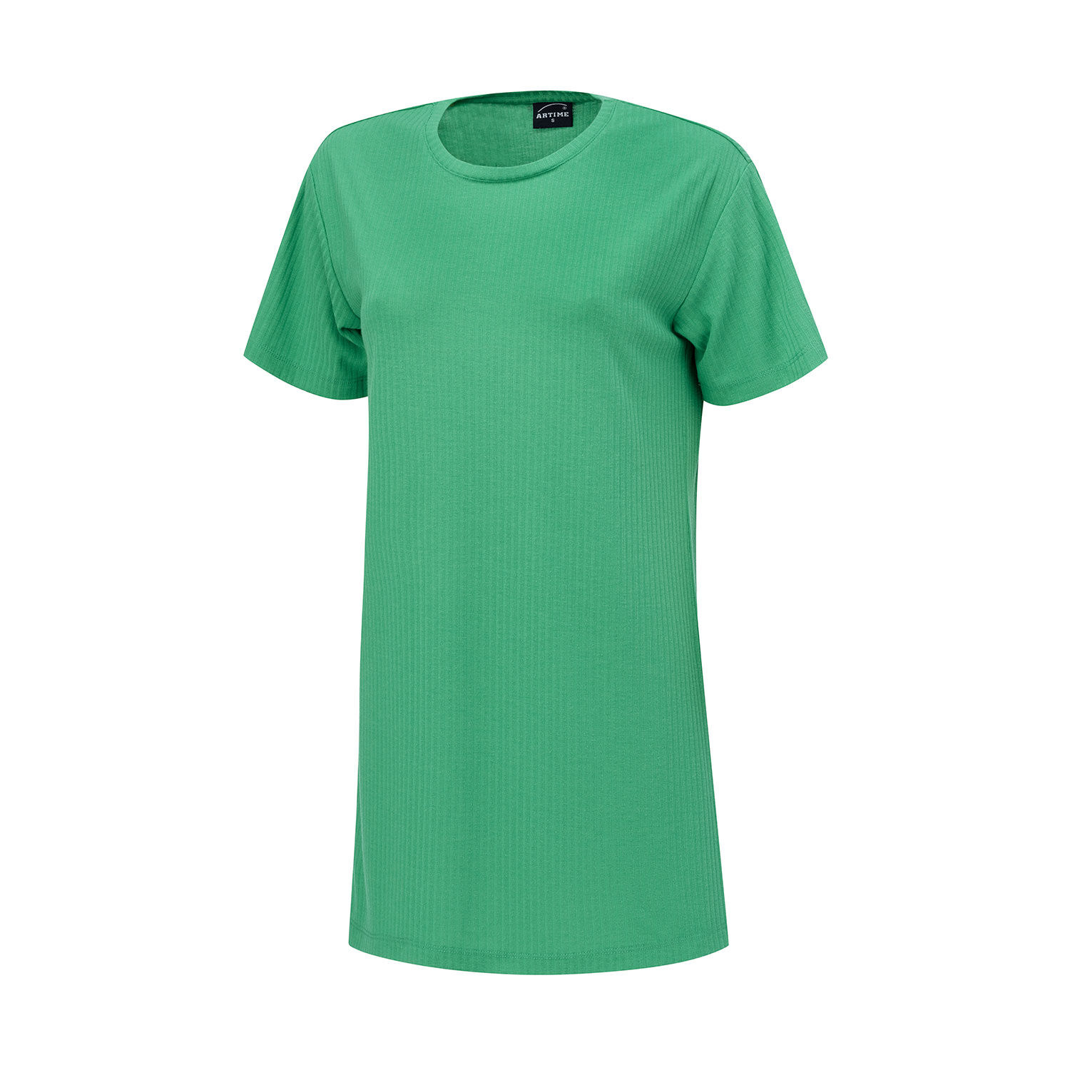 Bequemes T-Shirt mit Rundhalsausschnitt und Rippmuster