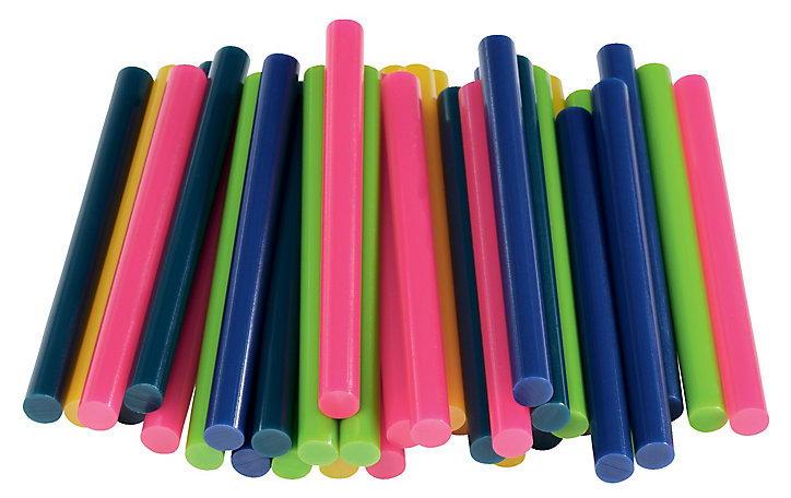 Bâtons de colle colorée Ø7mm x 94mm, lot de 36 x 5 couleurs