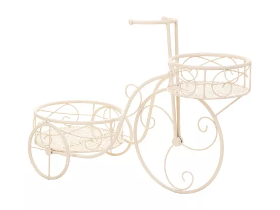 Vélo pour 2 pots de fleurs en fer forgé blanc 59x25x37h cm