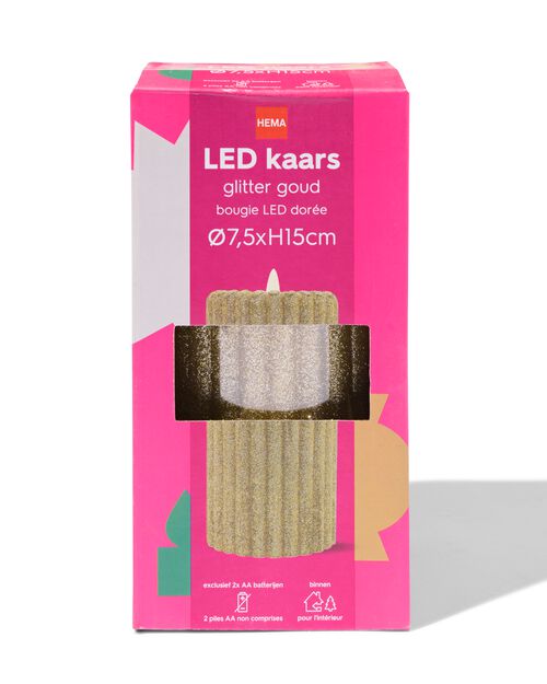 led kaars glitter goud
