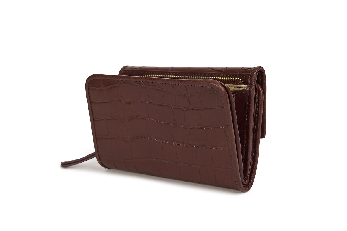 NAT & NIN<br>Carteira de couro com estampa de crocodilo e 3 compartimentos LOTTI