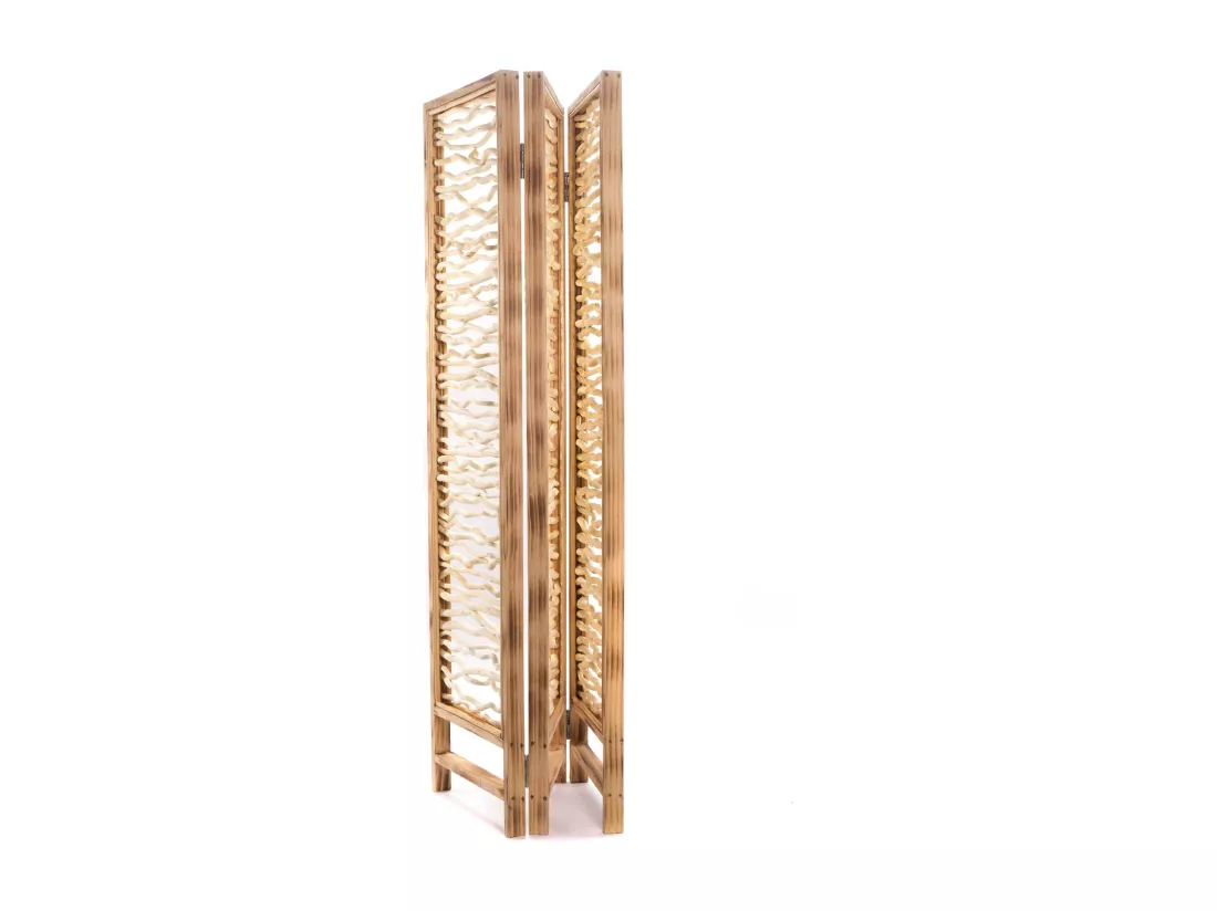 PARAVENT Twig 3 pièces. 170x120 cm, bois, pliable couleurs naturelles