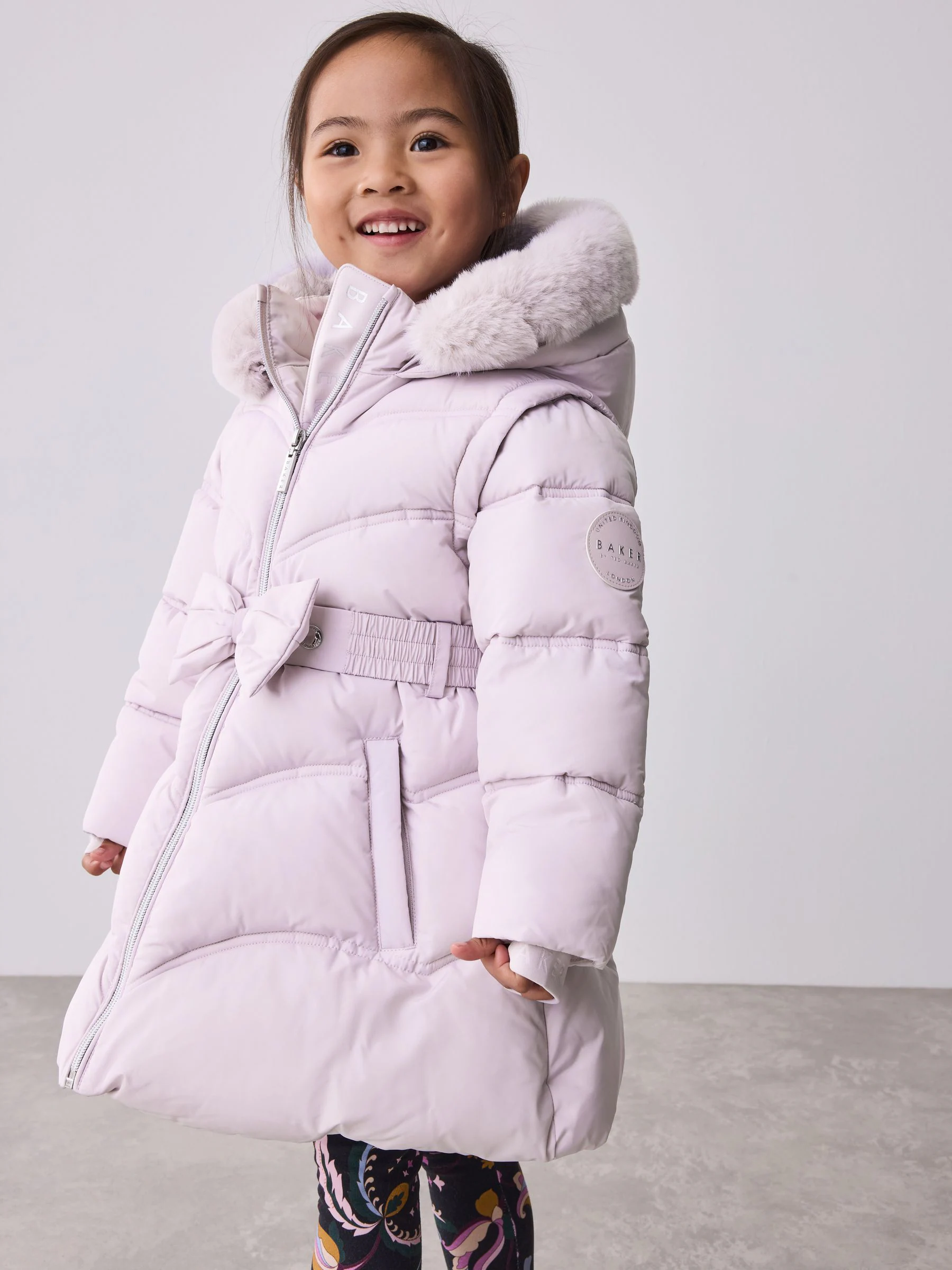 Baker by Ted Baker lilapaarse regenbestendige gewatteerde jas met strik in de taille
