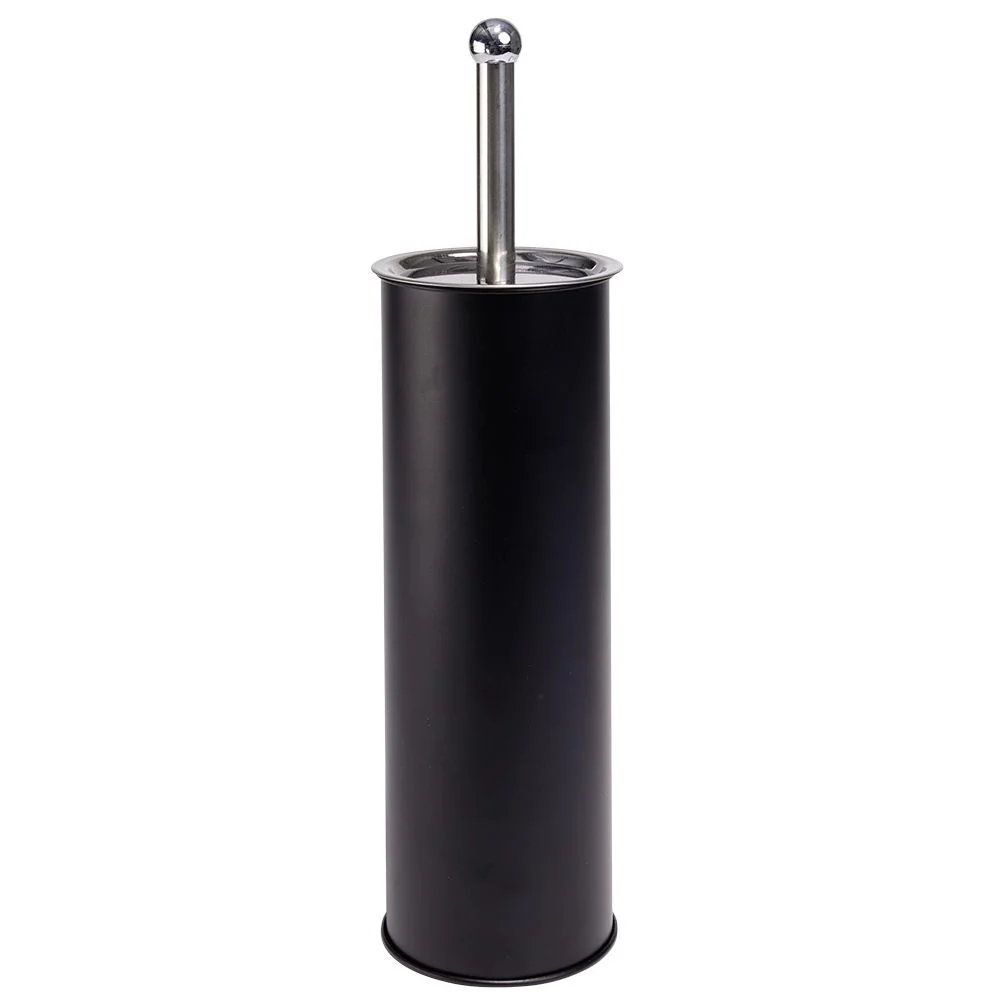 Brosse WC socle haut rond métal noir Ø9,5xH38cm