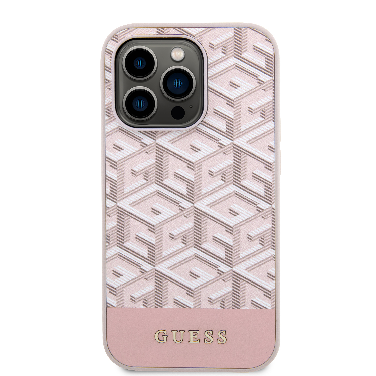 iPhone 14 Pro Max MagSafe Leder Hardcase Hülle GCube Stripes (GUHMP14XHGCFSEP) - Rosa