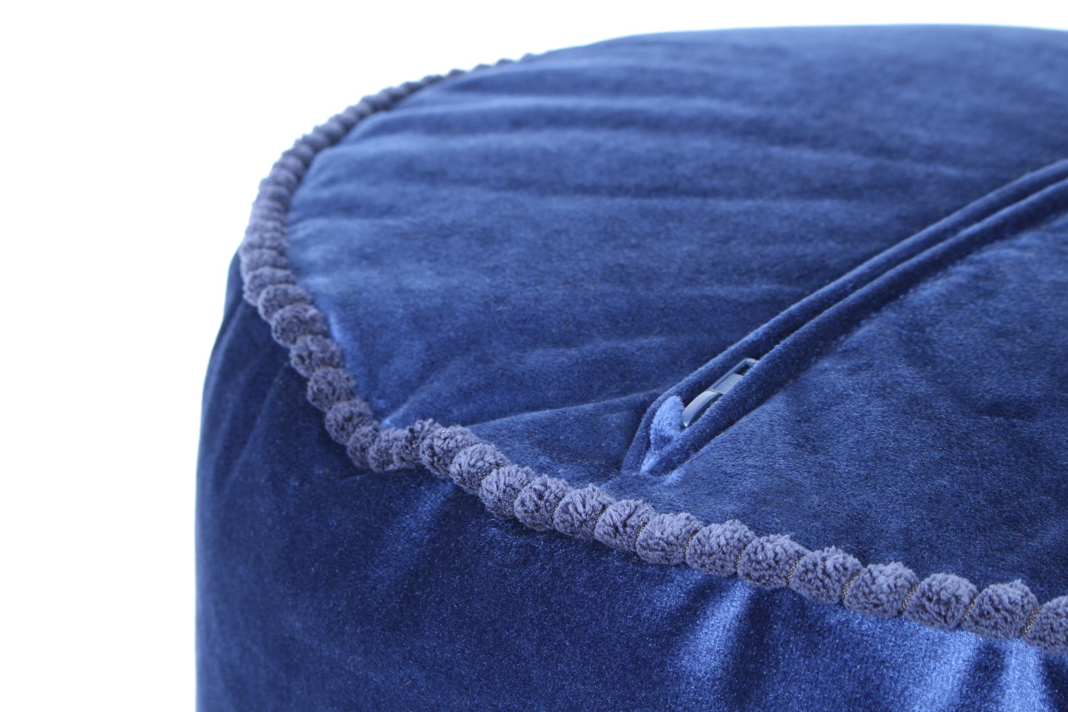 Poefkruk, fluweelzacht, oosters design, blauw, rond, Ø 47 cm