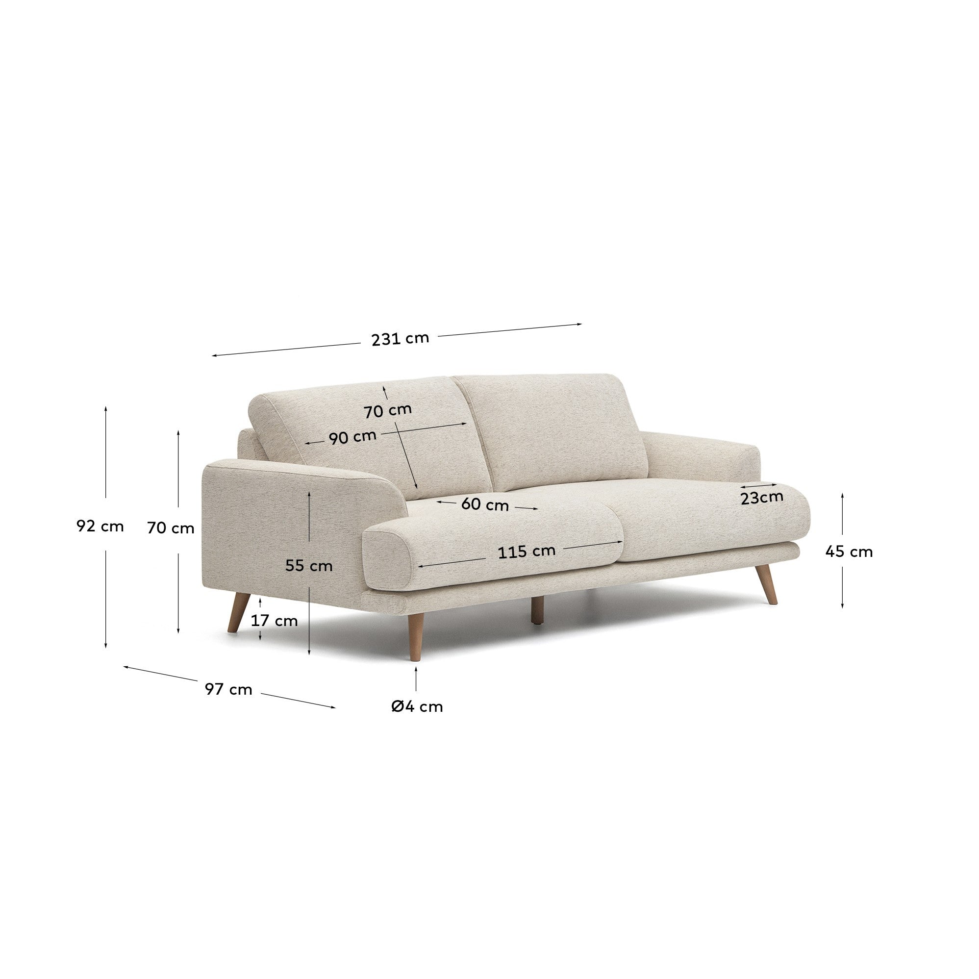 Kave Home Karin 3-Zitsbank - Wit