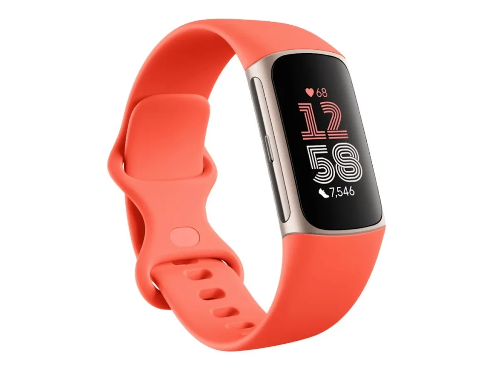 Fitbit Charge 6 - Champagne-guldaluminium - aktivitetssporer med uendelighedsbånd - silikone - koral - Bluetooth, NFC