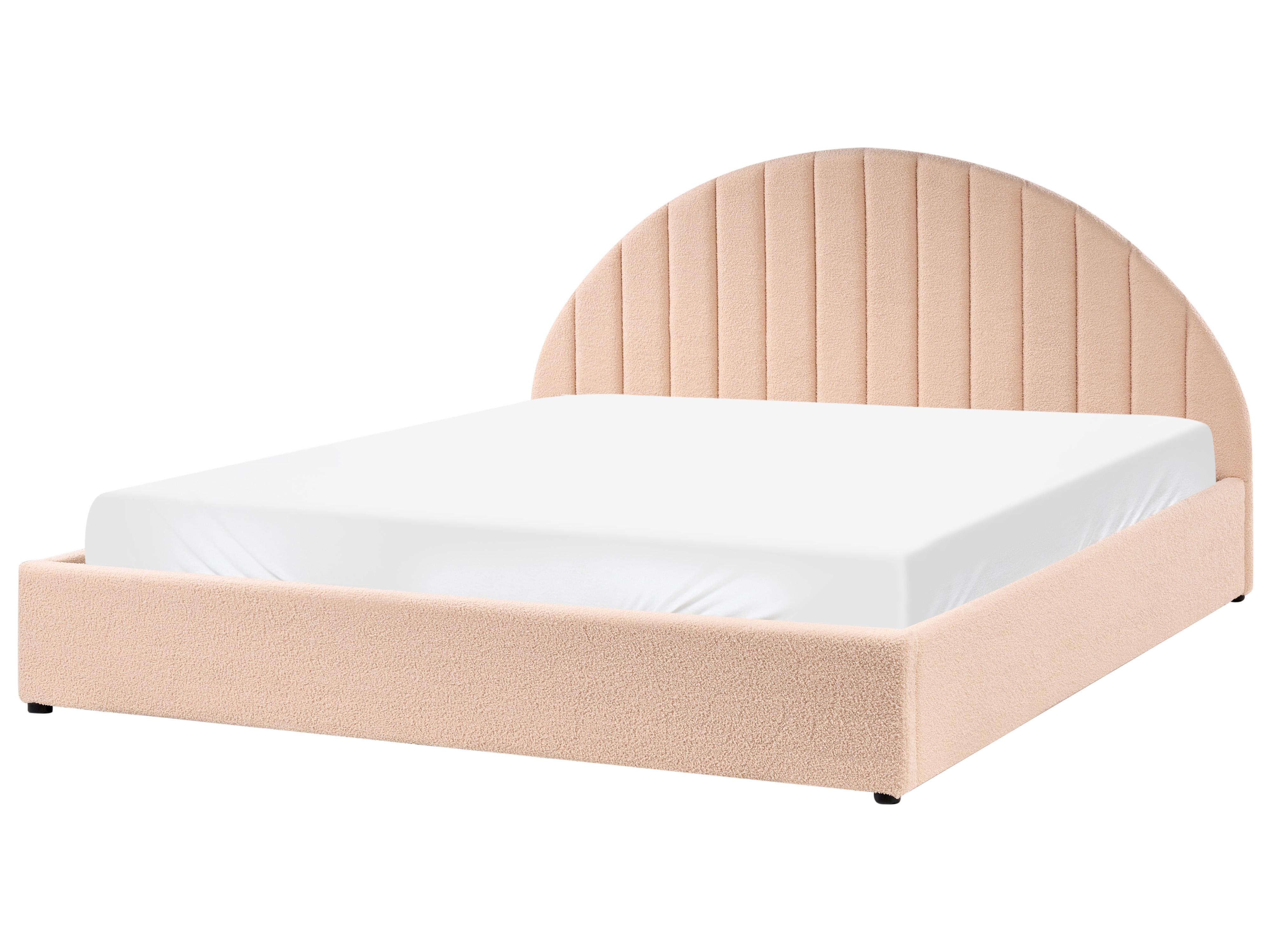 Bed met opbergruimte Bouclé CHADENET 180 x 200 cm Perzikroze