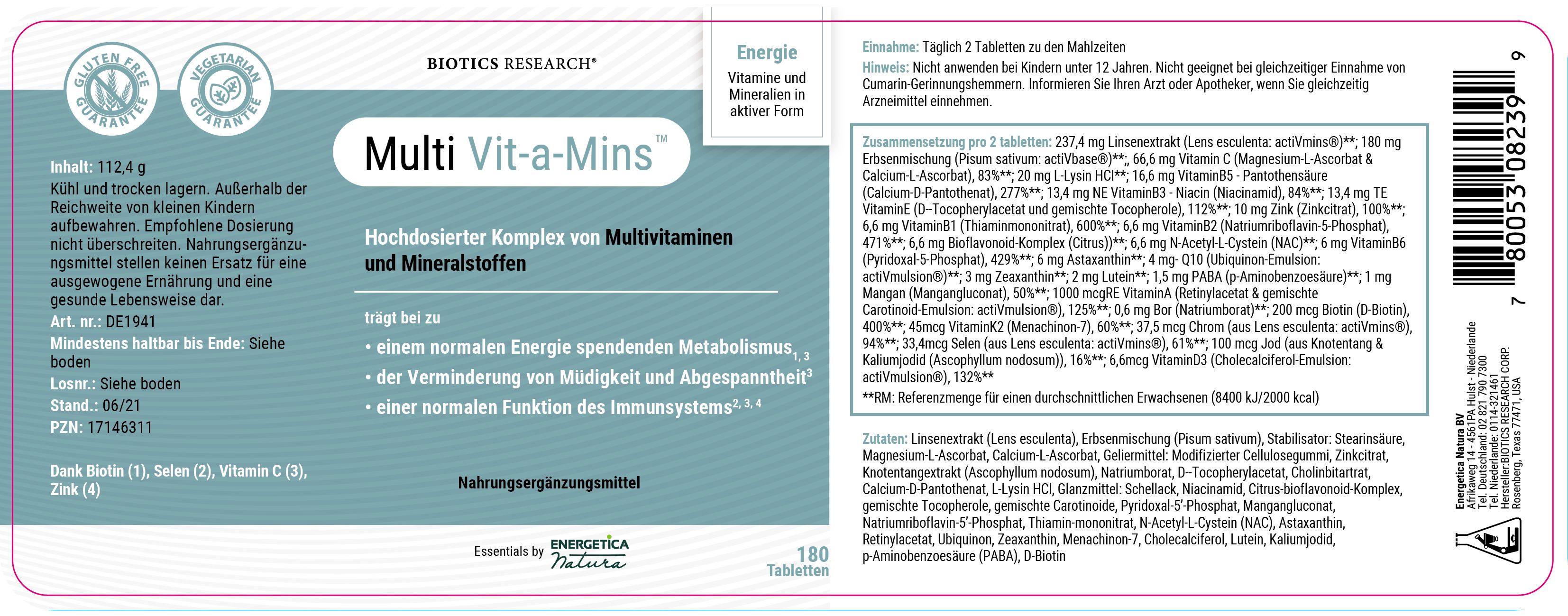 MULTI VIT-A-MINS 180 TABLETTEN