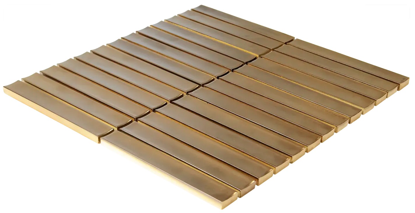 The Mosaic Factory Sevilla smalle vinger 2cm mozaïek tegels 30x30 bronze metallic