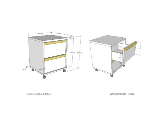 Caisson de Bureau 2 Tiroirs 