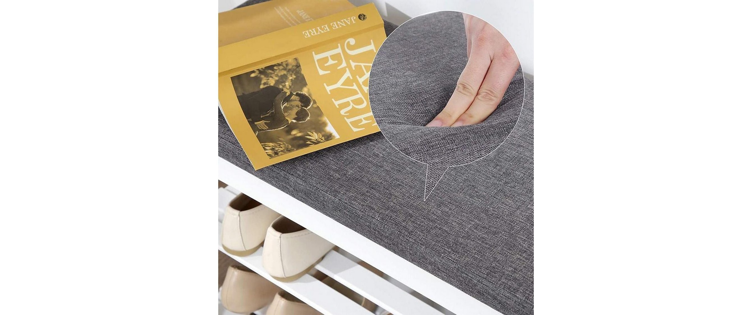 SONGMICS Schuhregal »mit Bank aus Bambus Grau/Weiss«