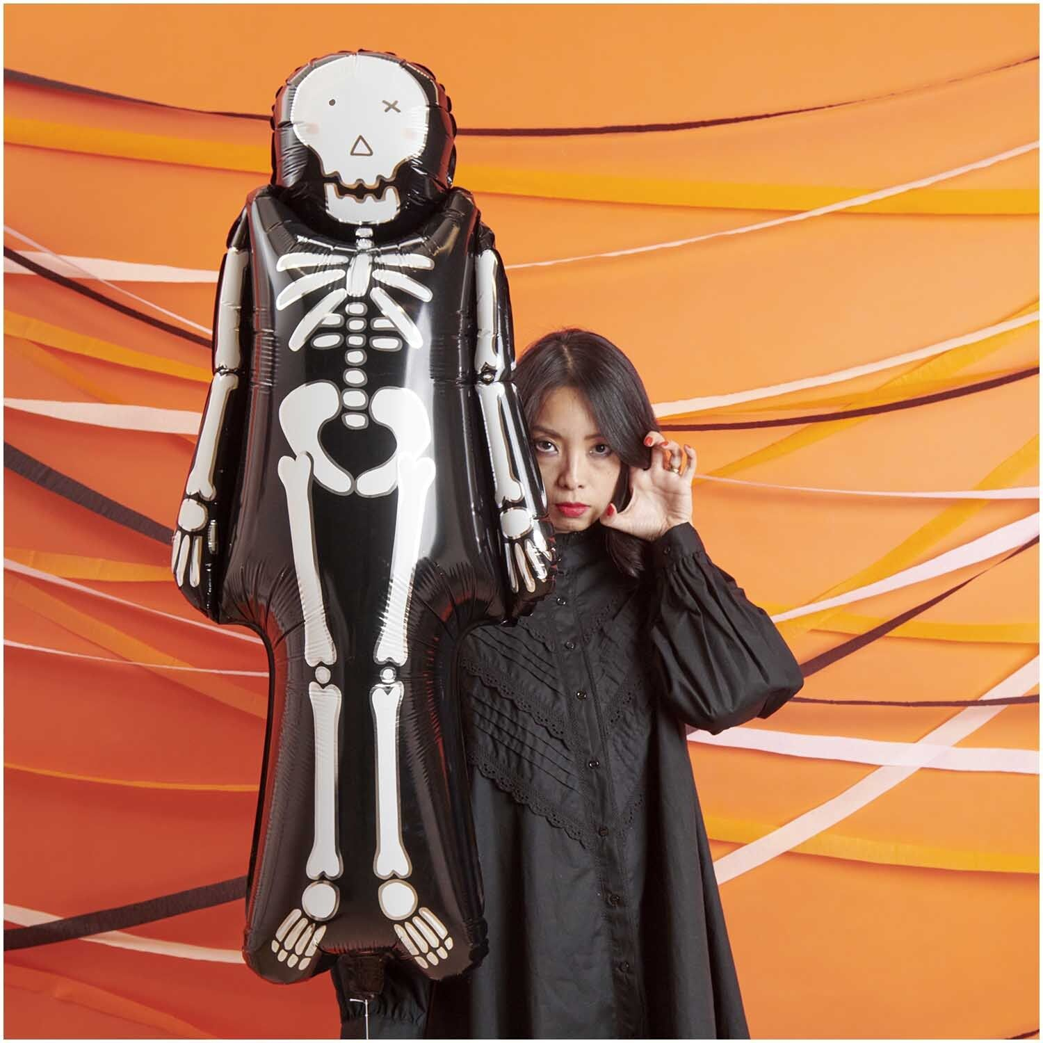 (110cm) XL Halloween Party Deko Folien Ballon Grusel Luftballon Motto Party Accessoire (400025) - Skelett