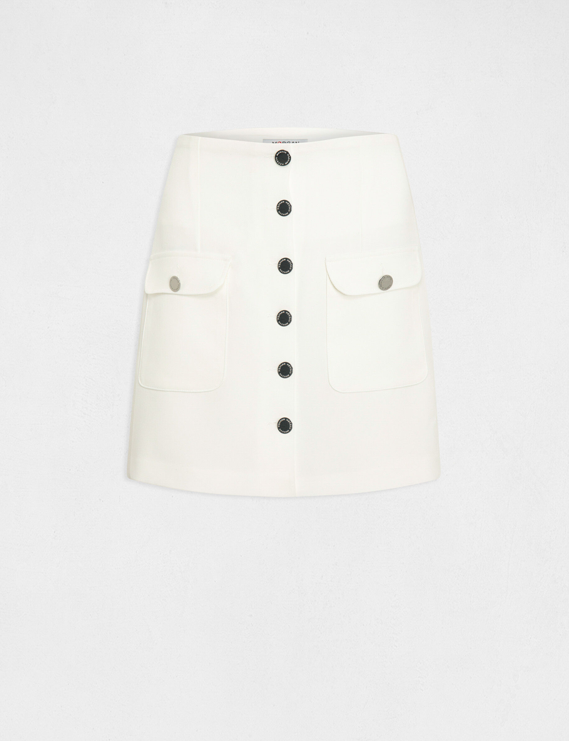 Jupe city droite boutonnée ecru femme - ecru