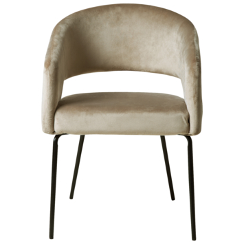 KARWEI eetkamerstoel Eden beige fluweel katoen stof met armleuning