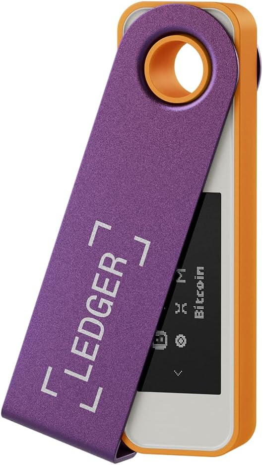 Nano S Plus Crypto Hardware Wallet Geldbörse Sicherheitschip Krypto-Währungen Bitcoin / Ethereum / NFT's - Retro Gaming (Orange/Violett)
