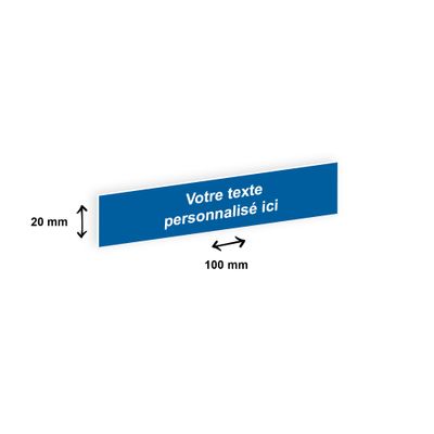 Plaque boîte à lettres personnalisée avec votre texte - 100 x 20 mm - bleue - adhésivée prête à poser