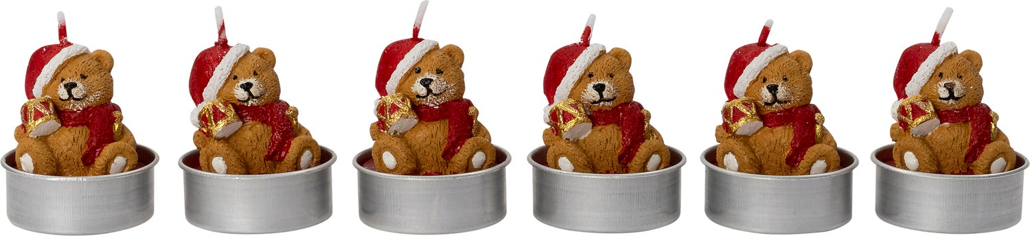 Intratuin waxinelicht Teddy bruin 2 uur 3,7 x 3,7 x 4 cm 6 stuks