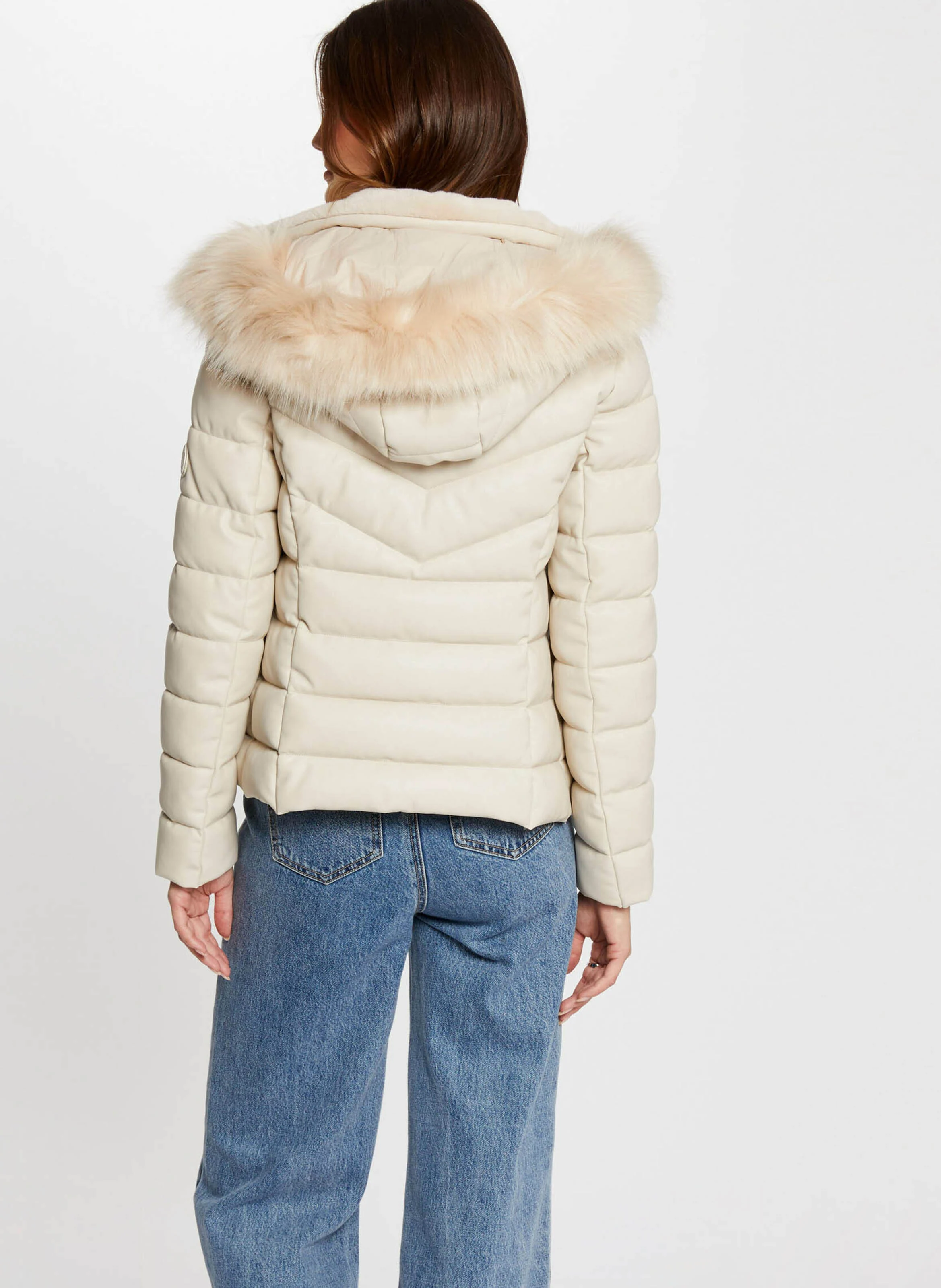 GKIDIA - Doudoune effet cuir à capuche| Beige