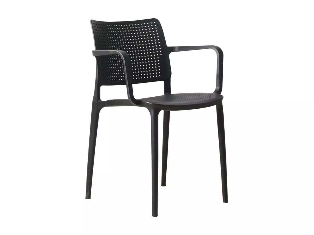Lot de 4 chaises de terrasse en plastique noir