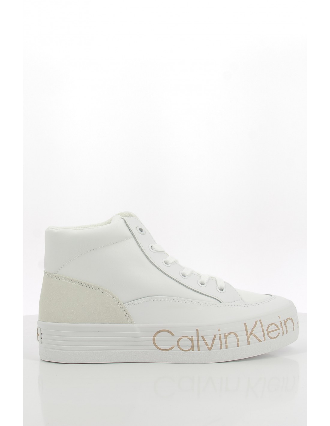 calvin klein Baskets montantes compensées femme vulcanized flatform mid wrap blanc