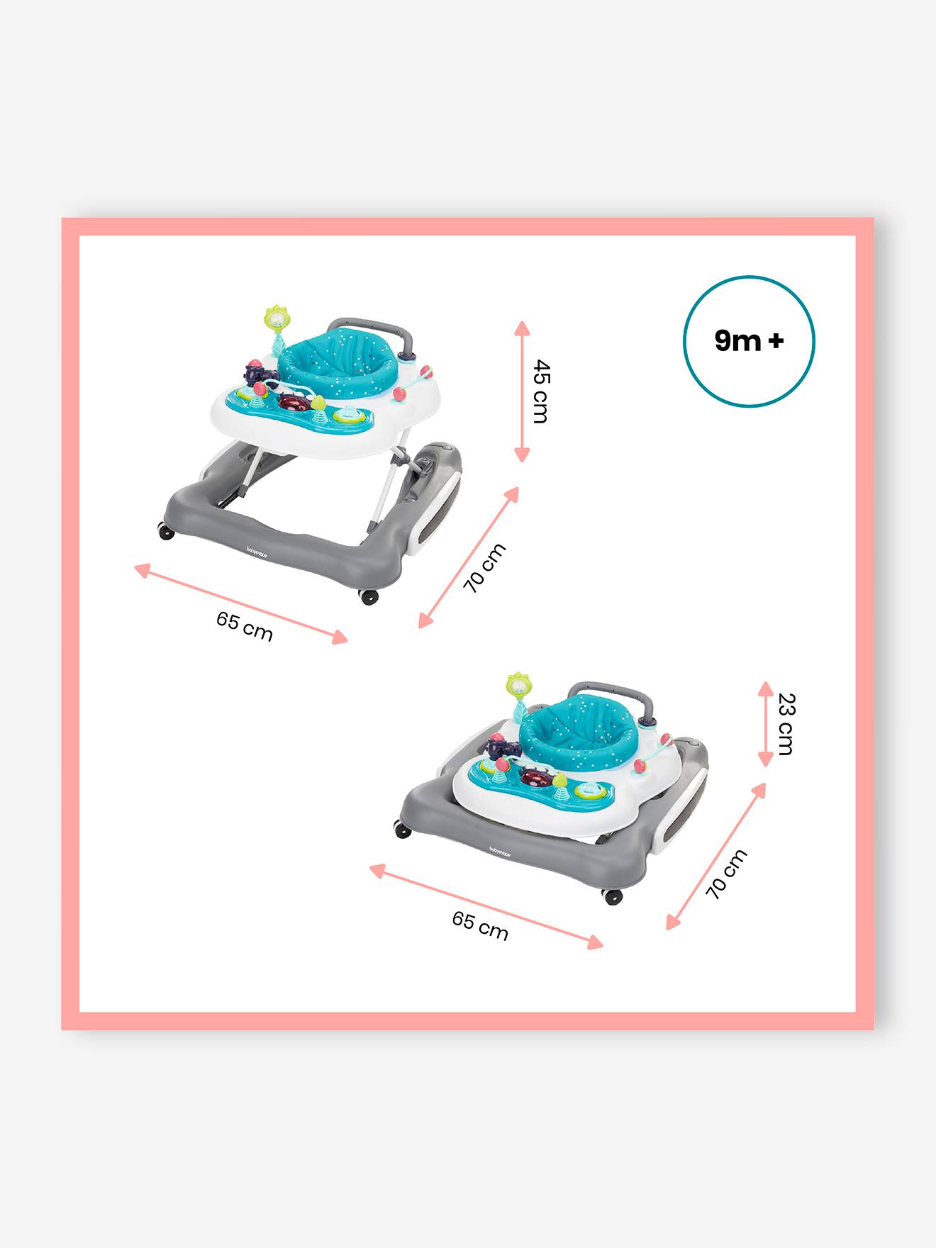 Andador/Cadeira de Passeio 5 em 1 BABYMOOV, Azul Forte com Estampa