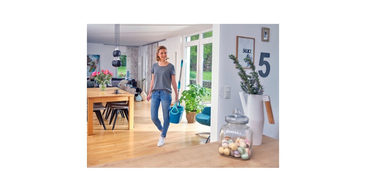 LEIFHEITDweilsysteem Set CLEAN TWIST Disc Mop Ergo Mobile vloerwisser  (Blauw/wit)