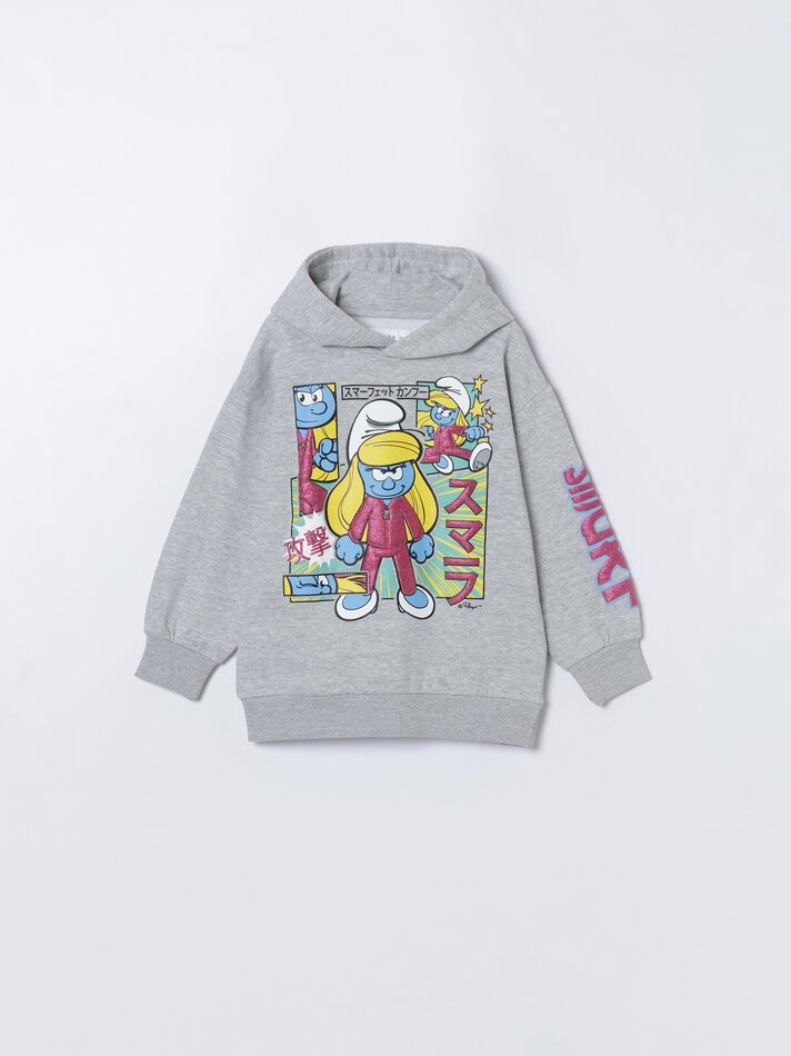 Moletom com capuz Smurfs IMPS - Cinza Mescla Claro