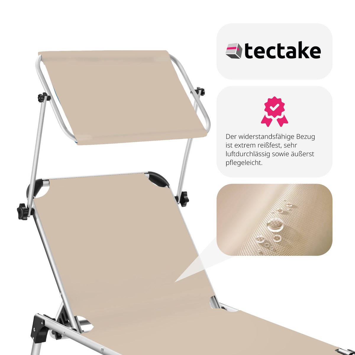 tectake Aurelie opvouwbare ligstoel 217 x 60,5 x 72 cm