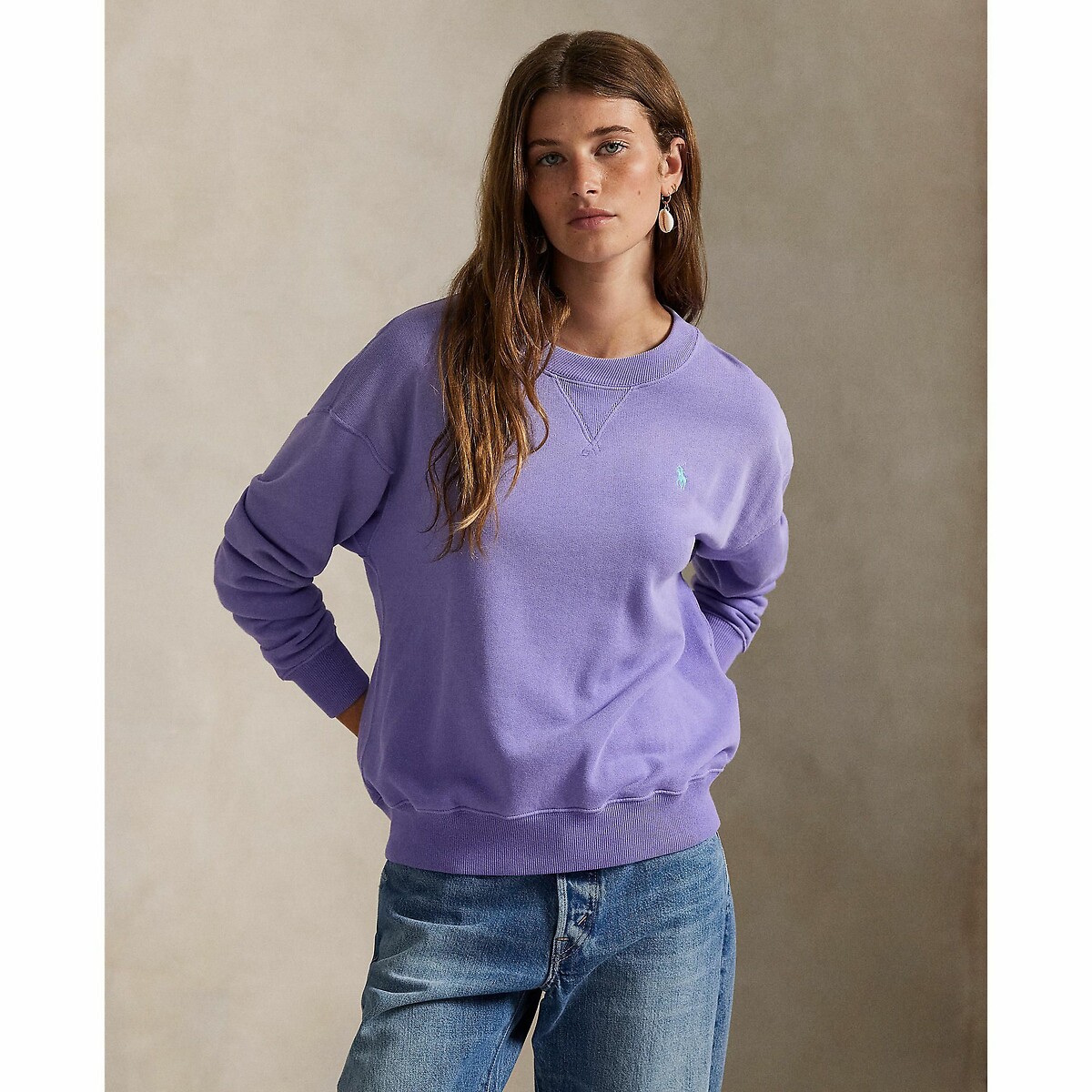 POLO RALPH LAUREN<br>Suéter com gola redonda e mangas compridas