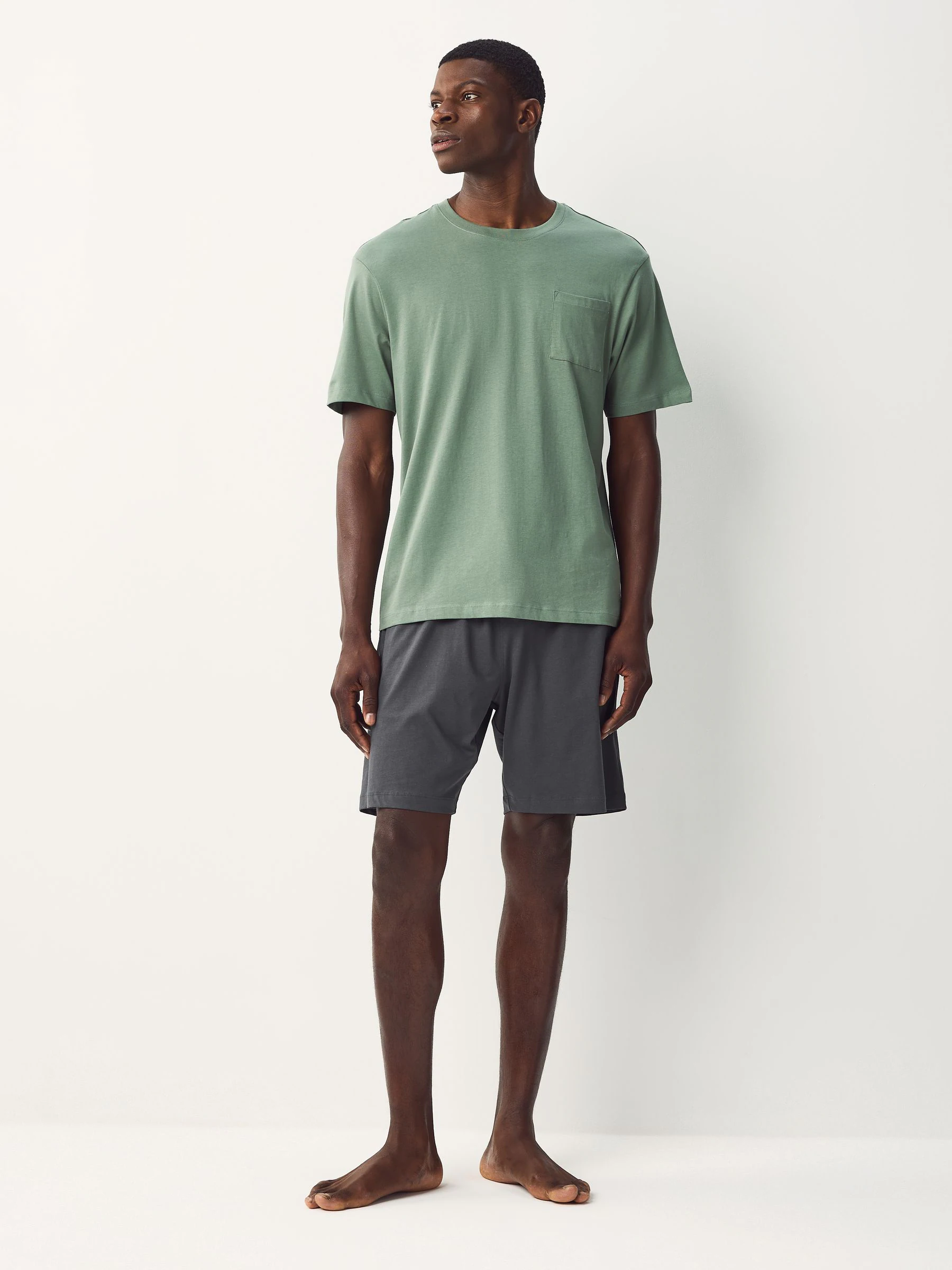 Saliegroen/leisteengrijs - Korte jersey pyjama's verpakking van 2