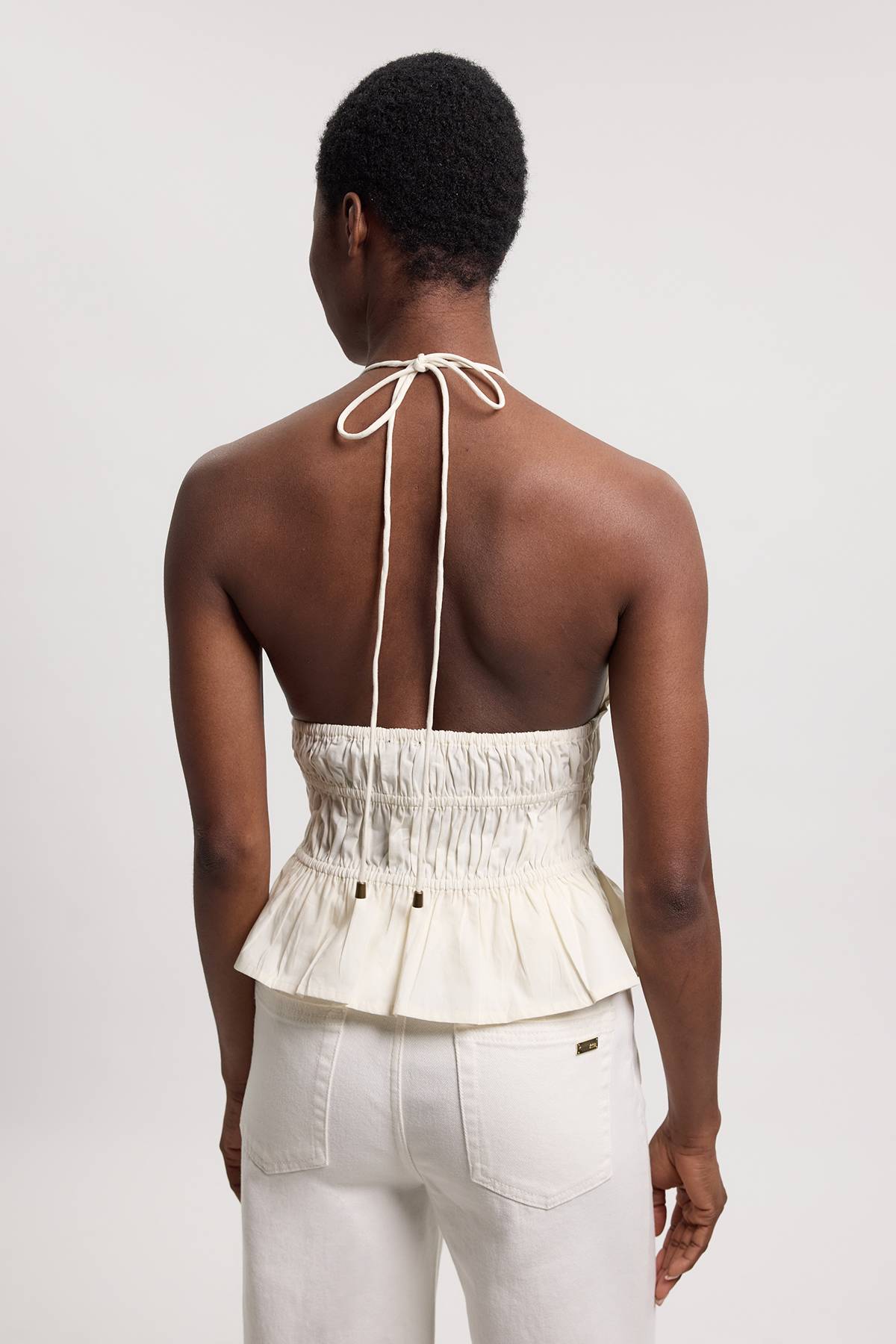KarenMillen Haut Dos-nu En Coton Froncé
