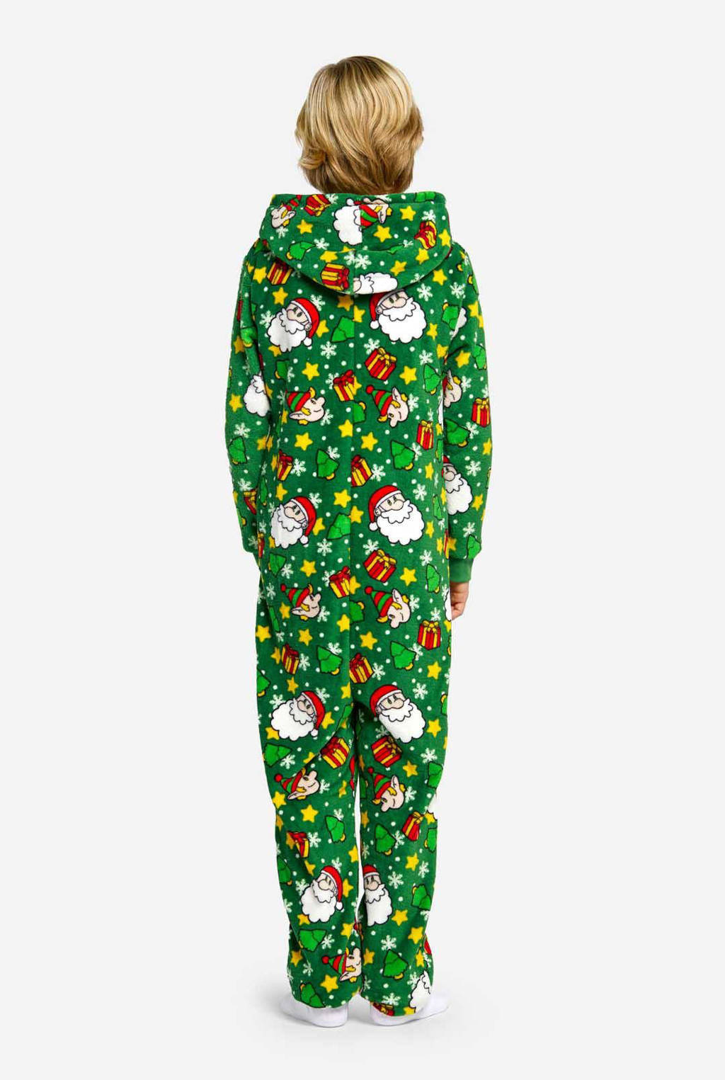 Suitmeister onesie Santa Elves met all over print groen