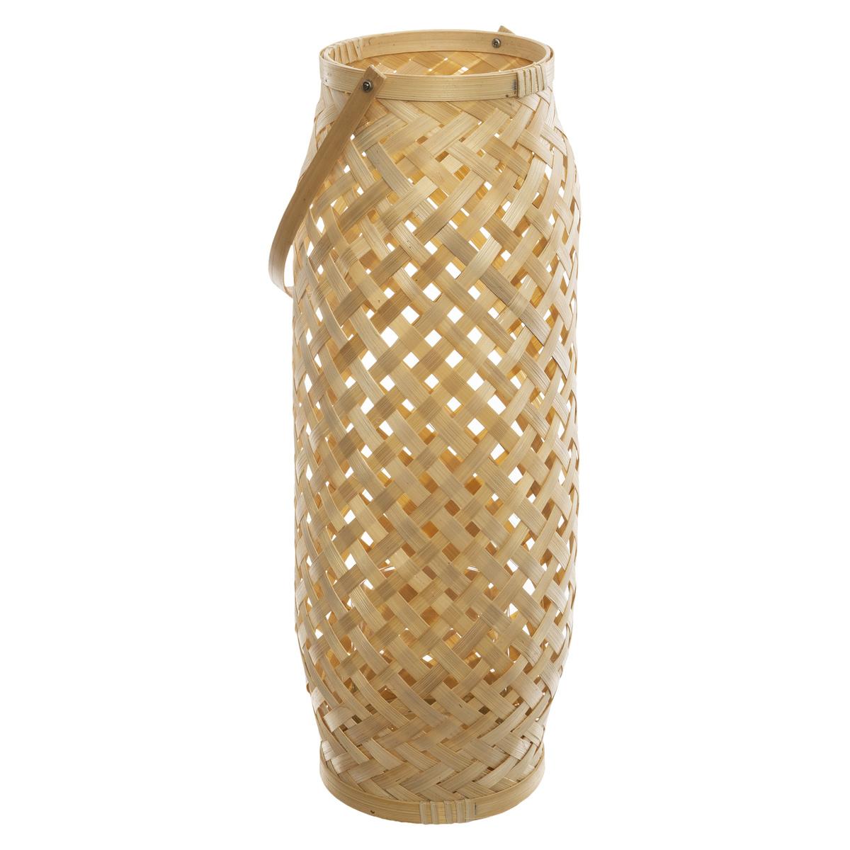 LANTERNE BAMBOU CROSS BEIGE D.16X43CM