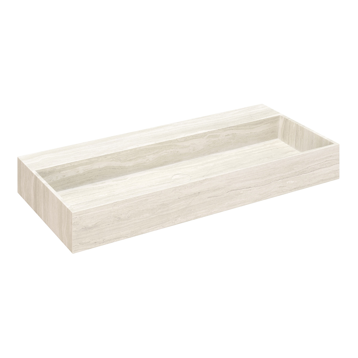 Fontana White Travertin badkamermeubel mat zwart 100cm zonder kraangat
