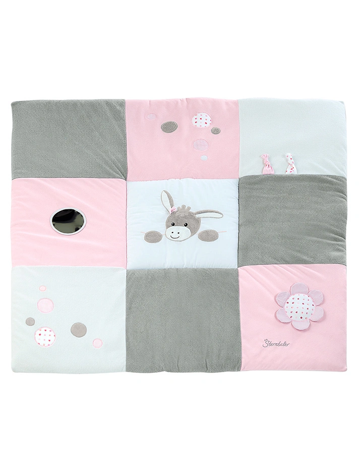 Krabbeldecke EMMI GIRL (100x100cm) in rosa/hellgrau