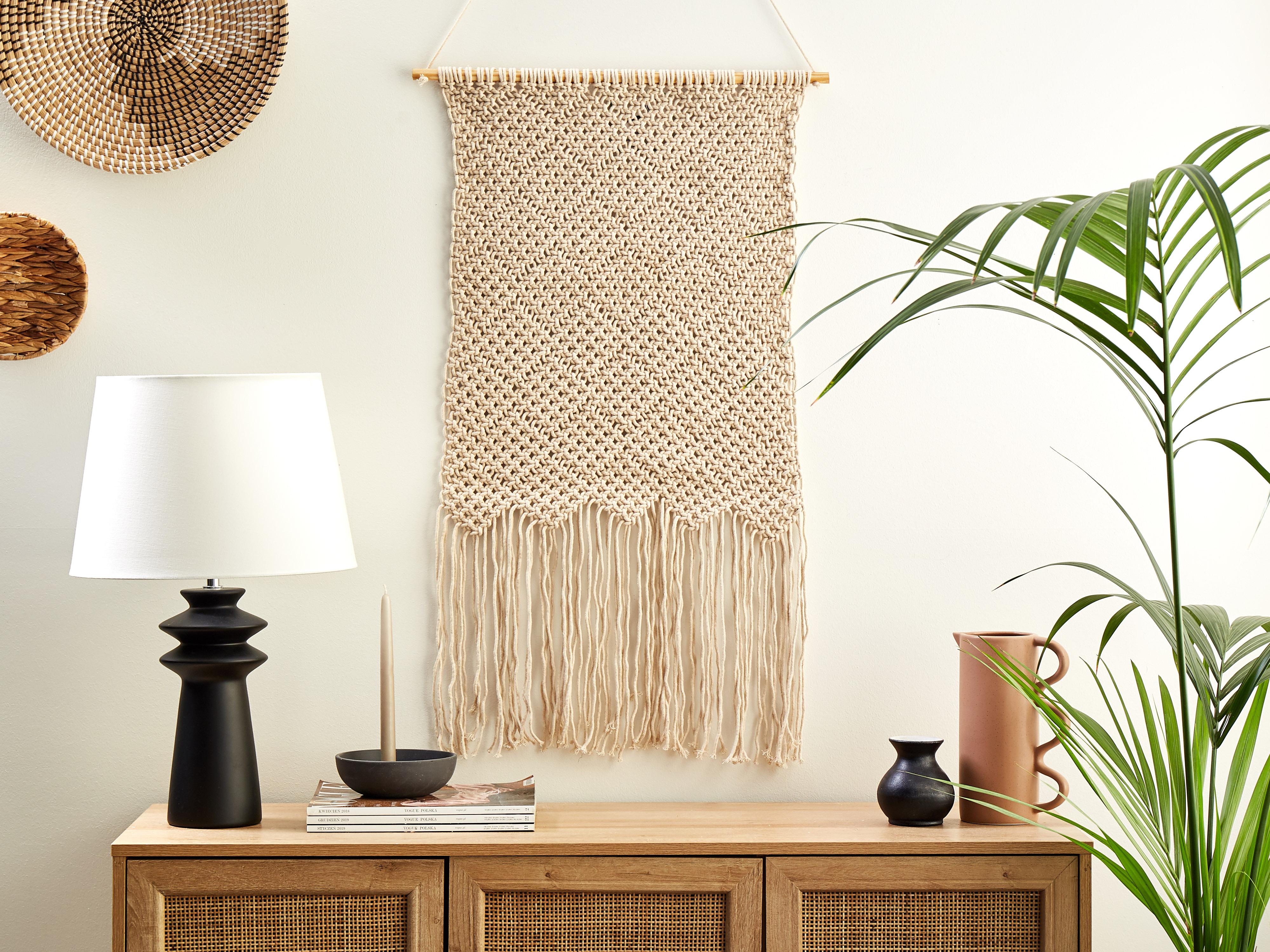 Stoffen wanddecoratie OKARA Katoen 126 cm Beige
