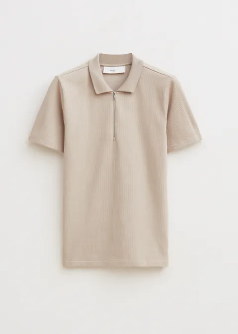 Polo met rits bruin (TAUPE)